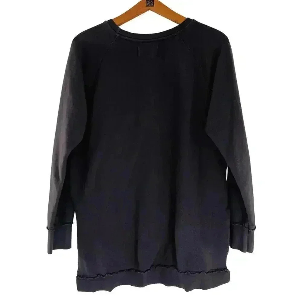 Sol Angeles Charcoal Terrycloth Crewneck Sweatshirt Women's Size L Loungewear - Picture 3 of 5